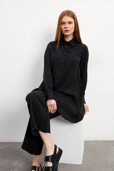 VAVİNOR Cupra Tunic and Pantalon Set - Black