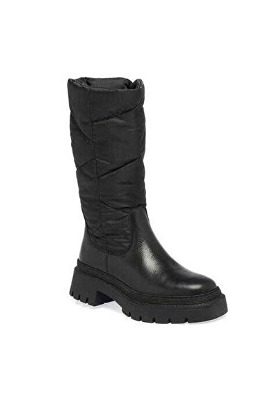 Tergan Siyah Deri-Tekstil Kadın Çizme - K23K1CM67025-K0N