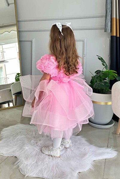 Minigimin Cicileri Dokulu Kız Çocuk Tüllü Abiye - Pembe