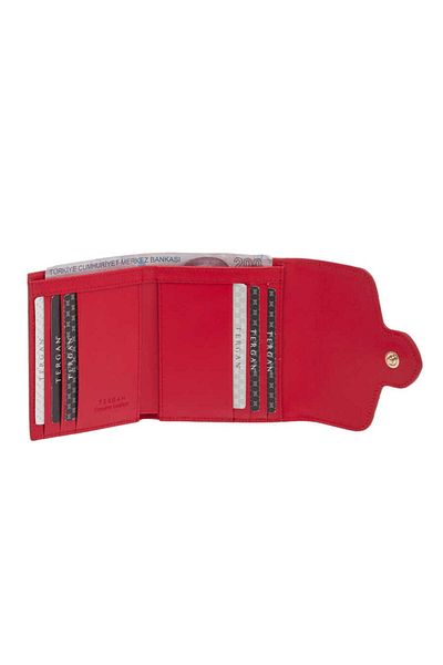 Tergan Red Leather Women's Wallet - S1Cb 00005814 -U6I