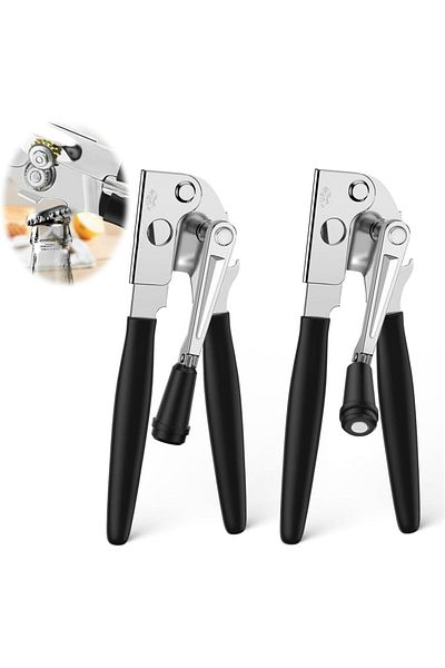 COOYA Manual Handheld Heavy Duty Can Opener, with Smooth Edge Easy Crank Handle Powerful Magnet, 2 Pcs