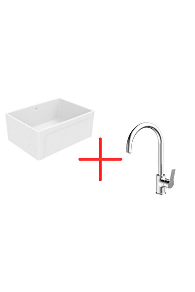 Creavit ES061 Esse 61 cm Beyaz Seramik Eviye ve Mutfak Bataryası