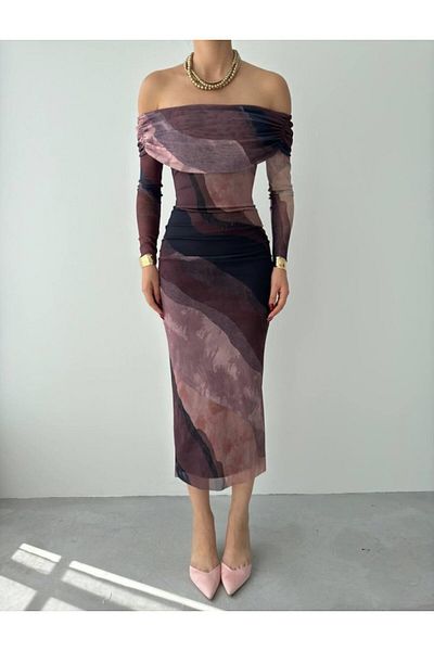 COXO Fashion`S Sevilla Madonna Collar Tulle Dress