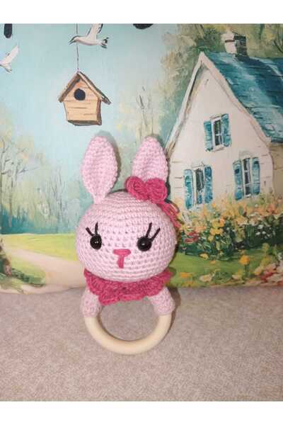 TülayHandsCraft Amigurumi  Miniklerden Pembe Tavşan Çıngırak Sağlıklı Oyuncak...