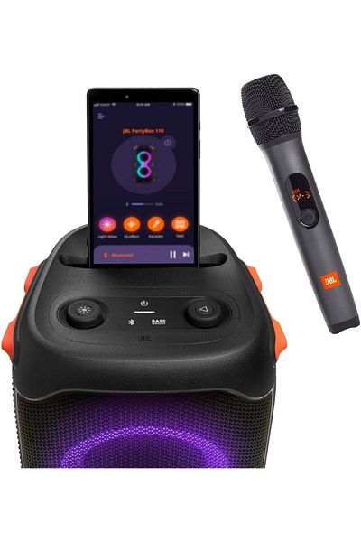 JBL مجموعة Party Box 110 وميكروفون لاسلكي ومكبر صوت