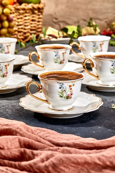 Paçi Valeria Porcelain Coffee Cup Set for 6 People