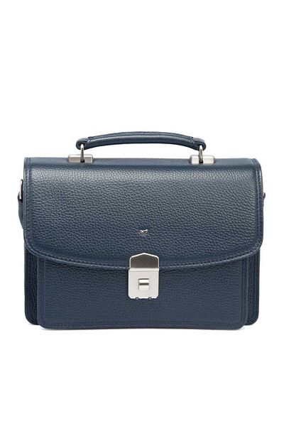Tergan Navy Blue Leather Men's Portfolio Bag - S1Pc00022133-A38