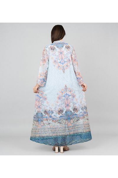 IKKXA Floral Flared Sleeves Printed Jalabiya