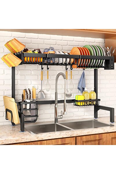 Yelajoy 2-Tier Over The Sink Dish Drying Rack, with Fruit Basket & Metal Hook...