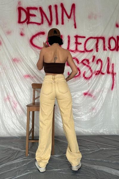 leyla sanat sanata yeni bir bakış açısı Leyla New Perspective on Art Art Mustard Straightmania Jeans Pants
