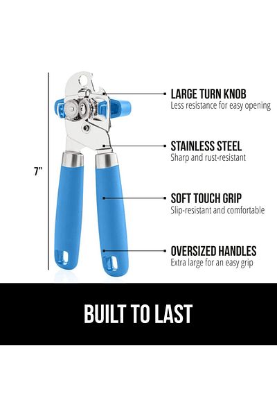 COOYA Heavy Duty Stainless Steel Manual Can Bottle Openers, with Smooth Edge Soft Handle, Easy Turn Knob
