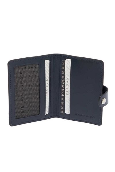 Tergan Navy Blue Genuine Leather Unisex Credit Card Holder - S1Kk 00001653 -O15