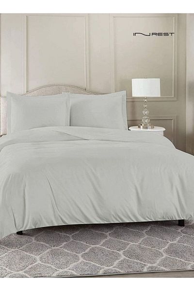 INREST Plain King Duvet Set (without filling) 100% Cotton 3 Pieces ( two pillow case with duvet cover)
