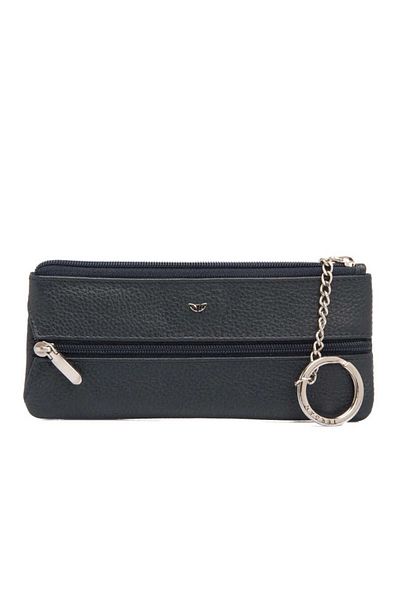 Tergan Navy Blue Genuine Leather Unisex Keychain - S1An 00000157 -X86