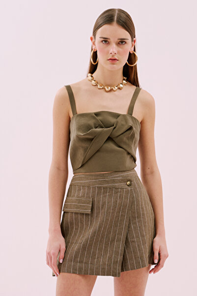 Roman Düğüm Görünümlü Askılı Büstiyer Haki Y2514002_023