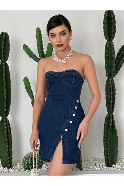 MODAVERA    Nerg Button Detailed Dress