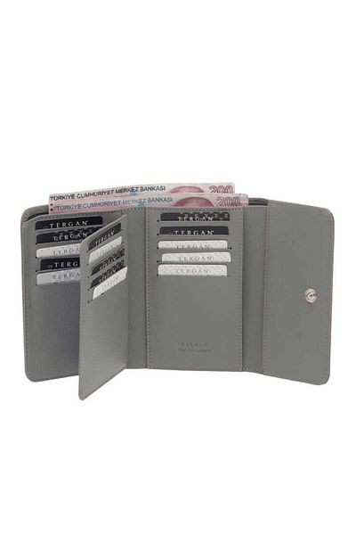Tergan Gray Leather Women's Wallet - S1Cb 00005788 -T8O