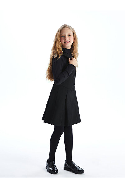 LC Waikiki Black Crew Neck Girls' Dress