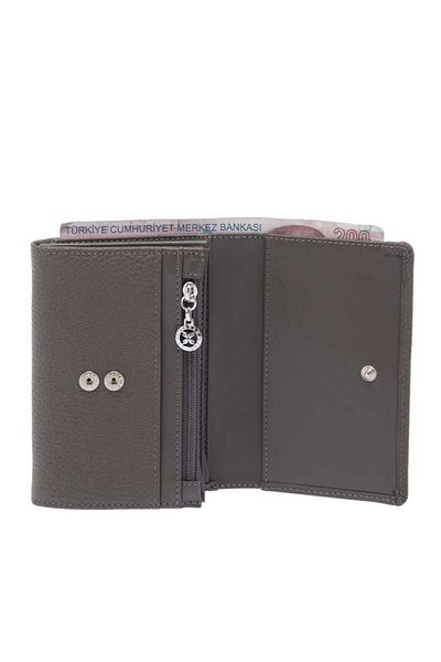 Tergan Gray Leather Women's Wallet - S1Cb00005815-P7K
