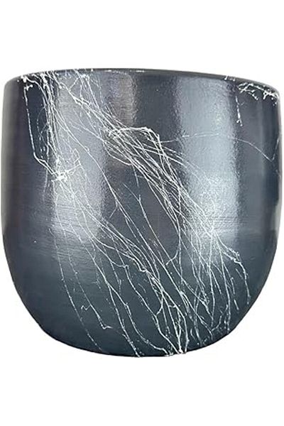 Mu Art Ahşap Bitkitasarımı Plant Design Home Decoration Accessory White Marble Effect Soil Pot on Gray