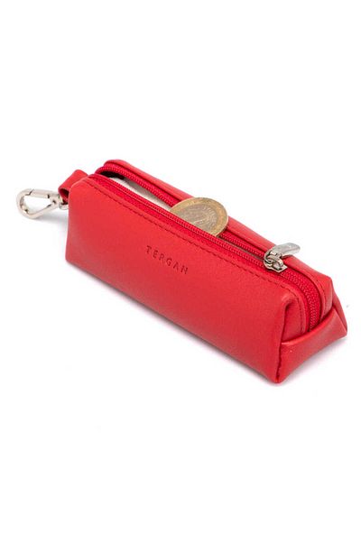 Tergan Red Genuine Leather Unisex Keychain - S1An 00000217 -A86
