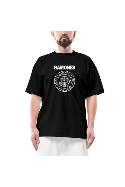 Z zepplin Ramones Bw Oversize Black T-Shirt