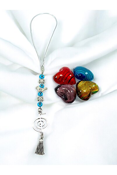 biuti Cam Nazar Kuş ve Çiçek Detaylı Metal Reiki Sembolü Araba Dikiz Ayna Süs...