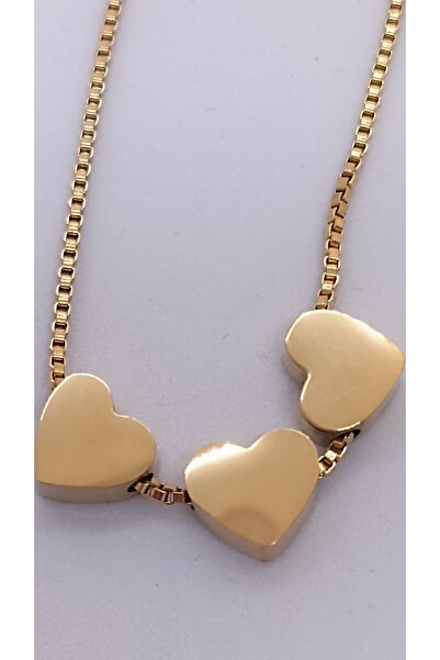 NETİCE ÖYLEK 3 Heart Stainless Steel Necklace(55,60 cm)
