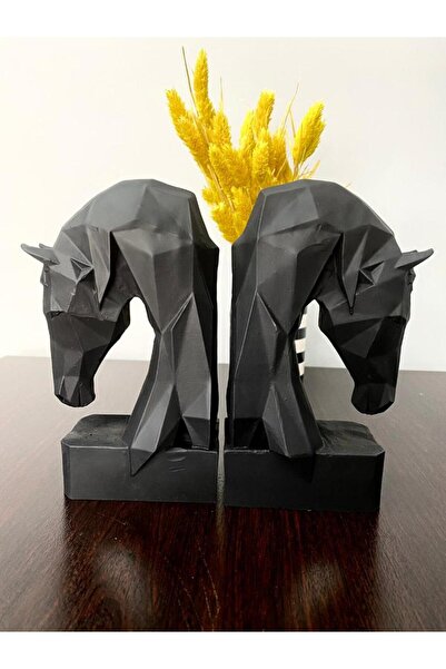 Mirsa Global Book Holder with Cubic Horse Figure 2 Pieces Black Color (Polyester)