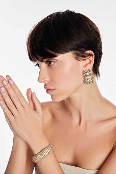 Mon Reve Rostead Zirkon Altın Kaplama Kelepçe Bilezik