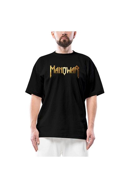 Z zepplin Μαύρο μπλουζάκι Manowar Gold Oversize