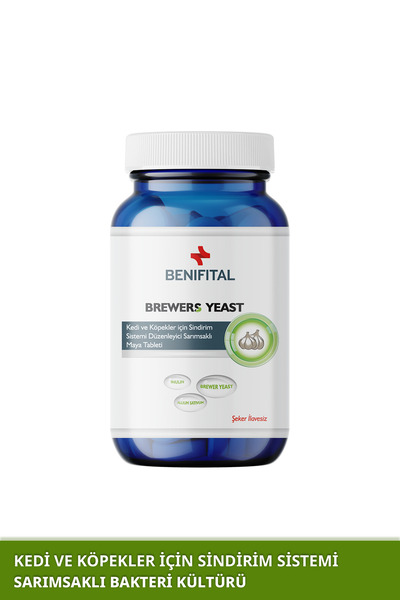 Benifital Brewers Yeast Sarımsaklı Maya Tableti Kedi ve Köpekler İçin Doğal D...