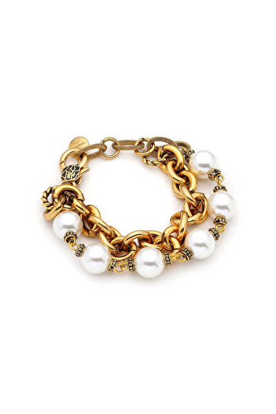 Mon Reve Lily Altın Kaplama İnci Top Çoklu Zincir Bilezik