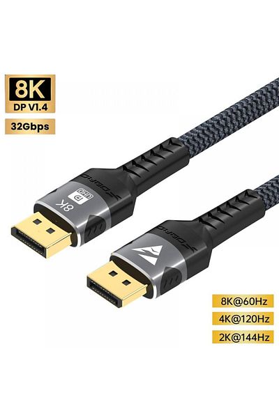 Choice كابل DisplayPort 2.1 8K DP 2.1 DP 8K بطول 1 متر، كابل فيديو 80 جيجابت في الثانية من DP إلى DP 16K بمعدل 30 هرتز، 8K بمعدل 60 هرتز، 120 هرتز