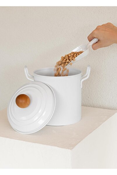 The Mia Stripe Pulses and Detergent Storage Container White