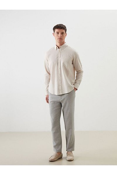 LC Waikiki Ανδρικό πουκάμισο LCW Regular Fit με μακρυμάνικο λινό μείγμα