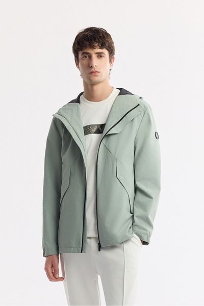Avva Men's Mint Green Hooded Collar Windproof Lightweight Coat A51Y6054