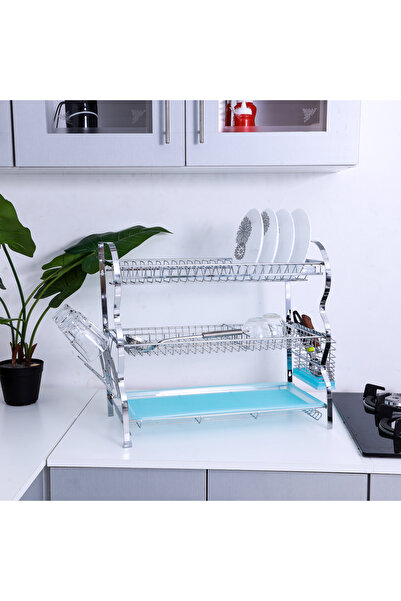 ROYALFORD 3-Layer Dish Rack, SS Dish Rack with Drainer Tray, RF2569