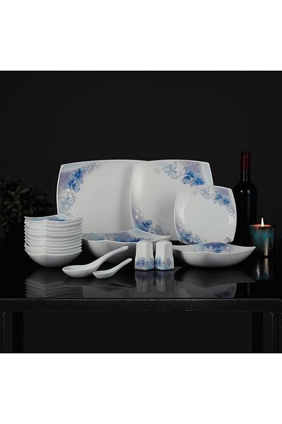 ROYALFORD 71 Piece Opal ware Dinner Set- RF9757| Includes Serving Plates, Dinner Plates