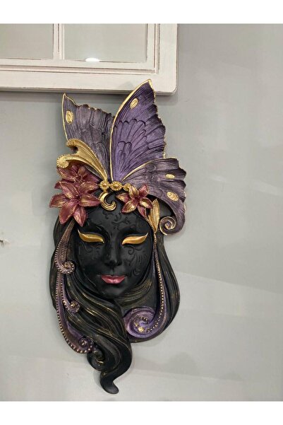 Mirsa Global Dekoratif Maske Kız Pano Duvar Heykel Biblo