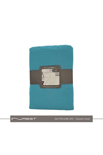 INREST طقم لحاف فردي سادة (بدون حشو) مصنوع من القطن بنسبة 100%، مكون من قطعتي...