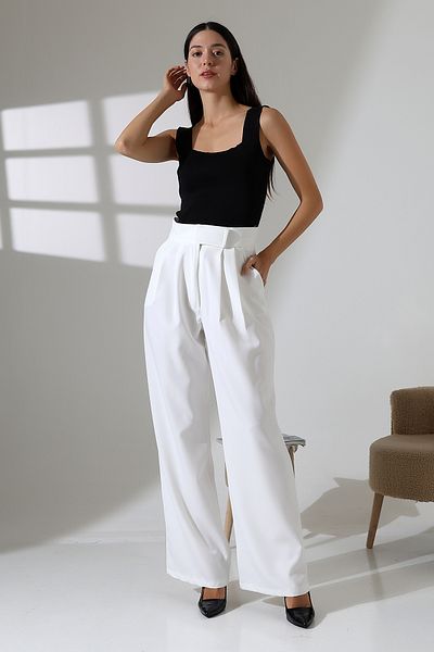 COCOCİX Wide Leg Snap Fastener Model Fabric Trousers