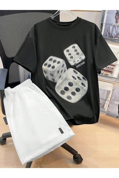 BYMEER pantaloni scurți albi cu imprimeu zaruri pentru copii cu costum de pantaloni scurți