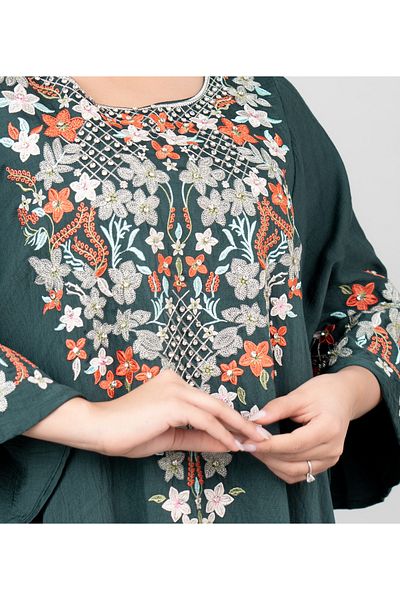 IKKXA Floral Majesty Embroidered Jalabiya