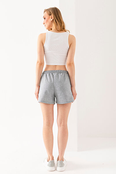 GİYSA Γυναικείο σορτς με ελαστική μέση με κορδόνια Karmelange - 25607