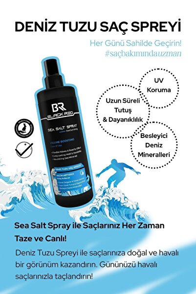 Black Red Saç Deniz Tuzu Spreyi - Sea Salt Spray Orta Tutuşlu Hacimlendirir Anti Uv Saç Şekillendirici