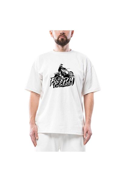 Z zepplin Λευκό μπλουζάκι Freedom Motocross Oversize