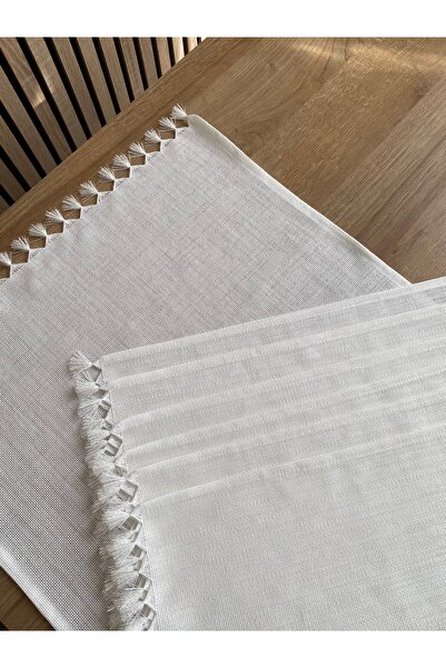 tubaatasarim Kırık beyaz runner ve 6 amerikan servis takımı