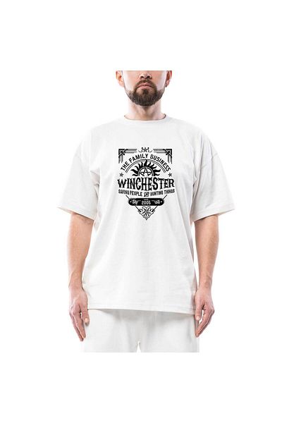 Z zepplin Supernatural Ένα λευκό μπλουζάκι Winchester Oversize