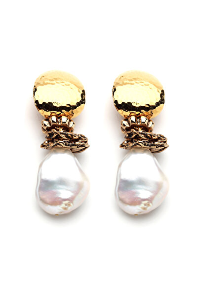 Mon Reve The Baraqoue Barok Inci Altın Kaplama Klipsli Küpe